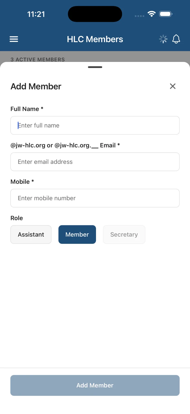 Adding, suspending, deleting, and changing roles.
