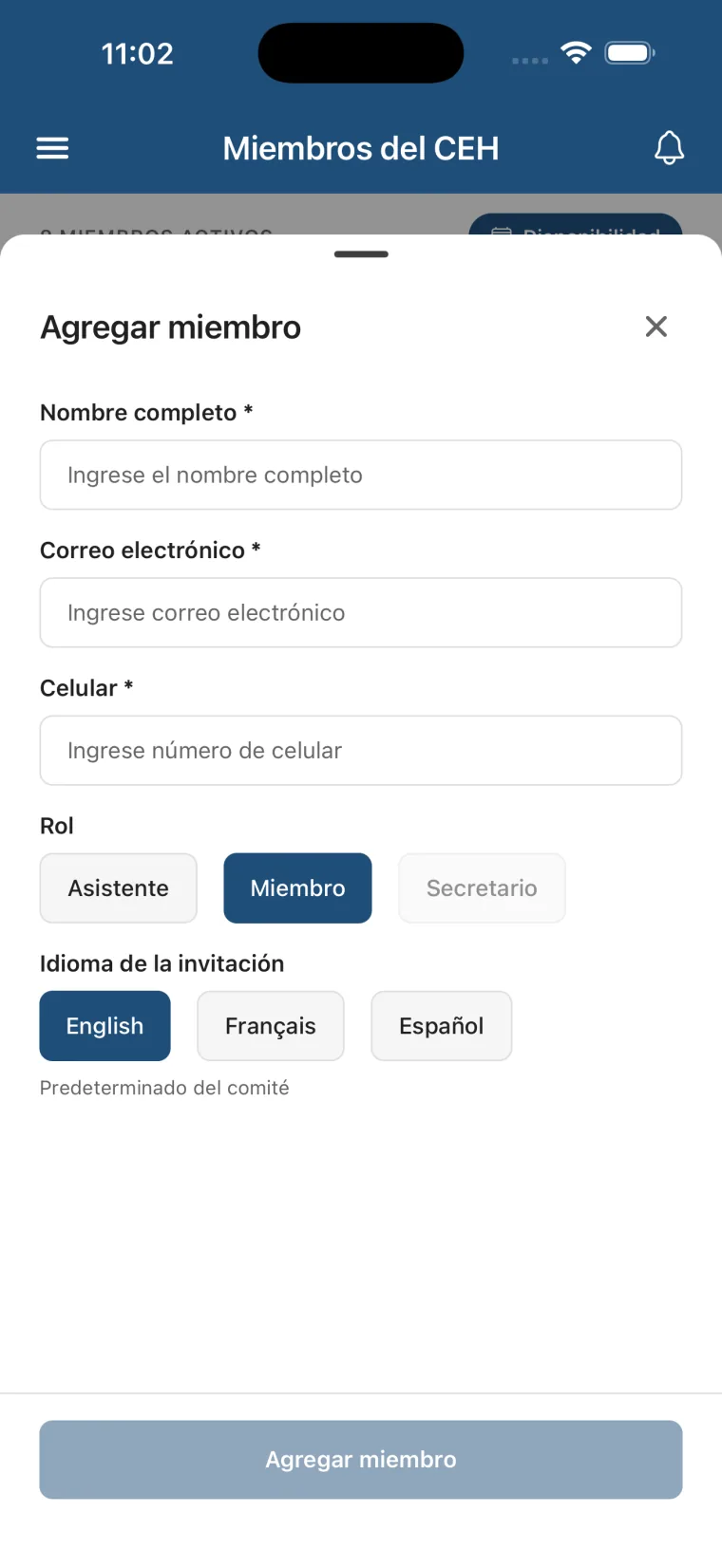 Agregar, suspender, eliminar y cambiar roles.