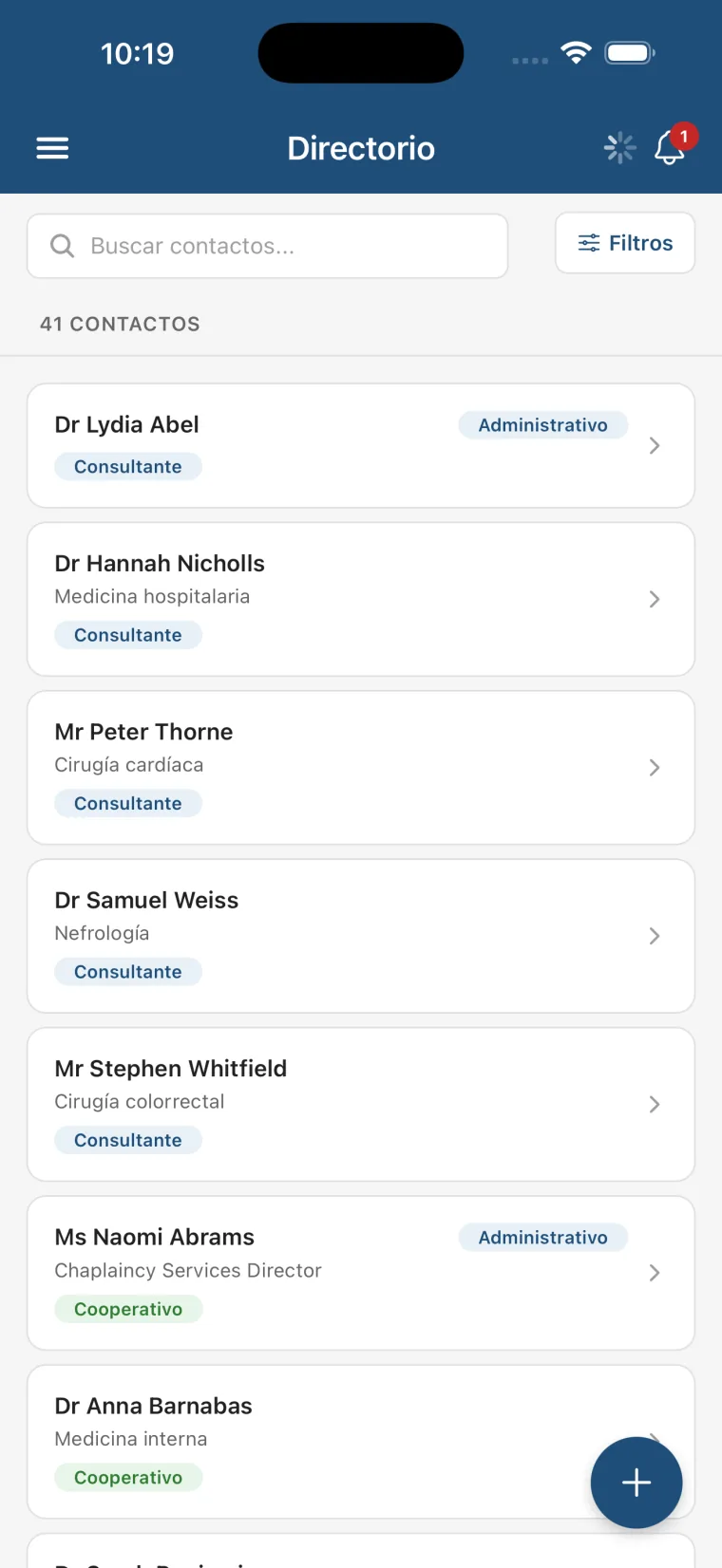 Una lista de médicos que sigue siendo útil entre casos.