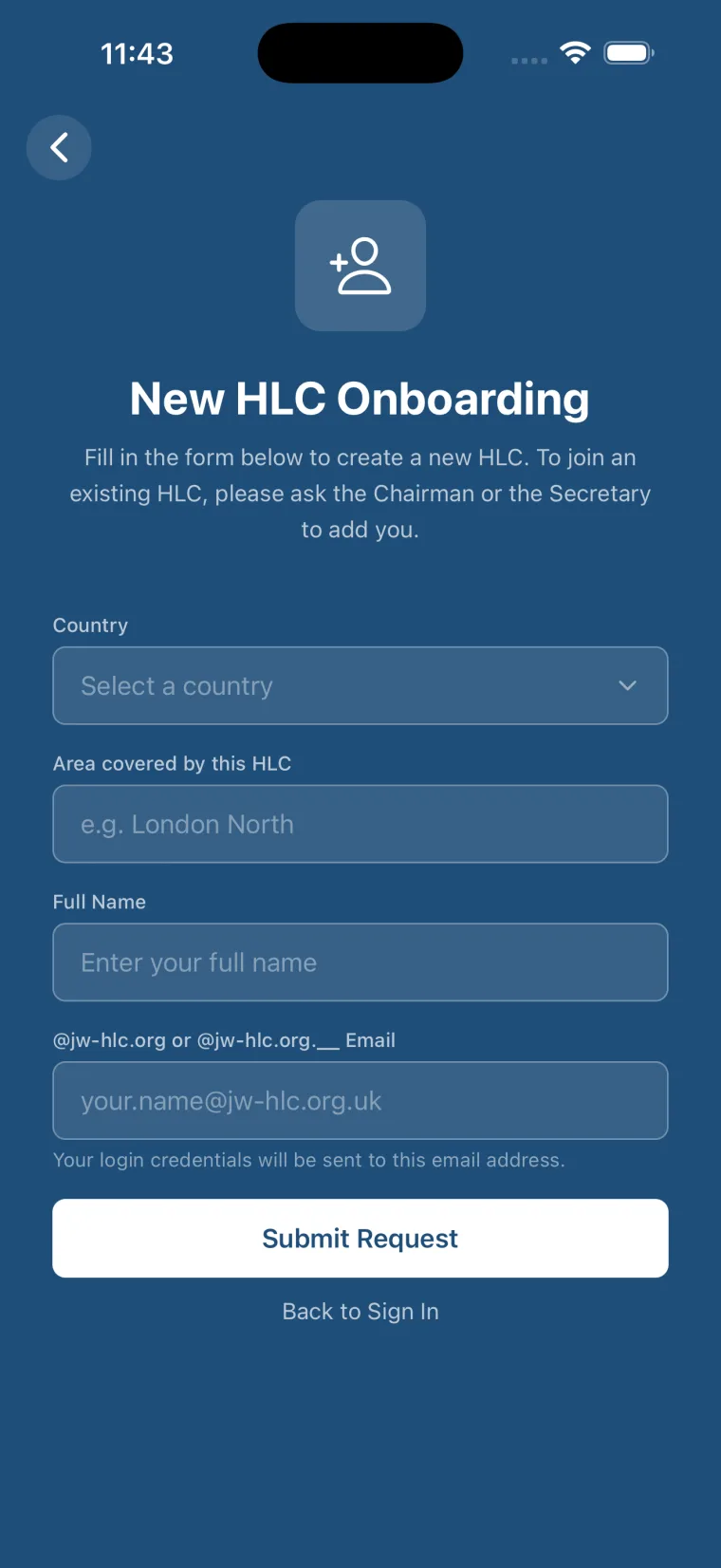 HLC Case Manager — New HLC Onboarding form